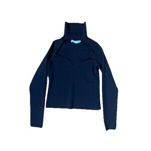 Astr the Label Black Cutout Turtleneck Sweater with Sweetheart Neckline Size M